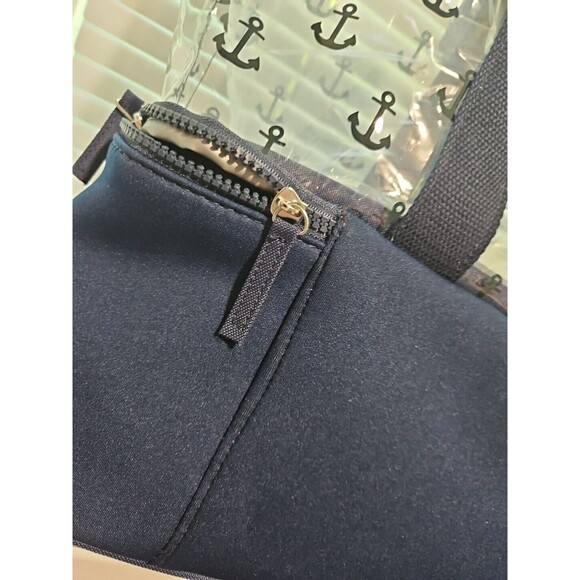 Nautical Anchors Navy Blue Tote with Elevated Zip Bottom Cooler NWTs - Picture 3 of 6